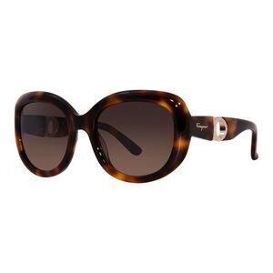 Salvatore Ferragamo Sunglasses Cat Eye Full Rim, Dark Havana Frame and Brown